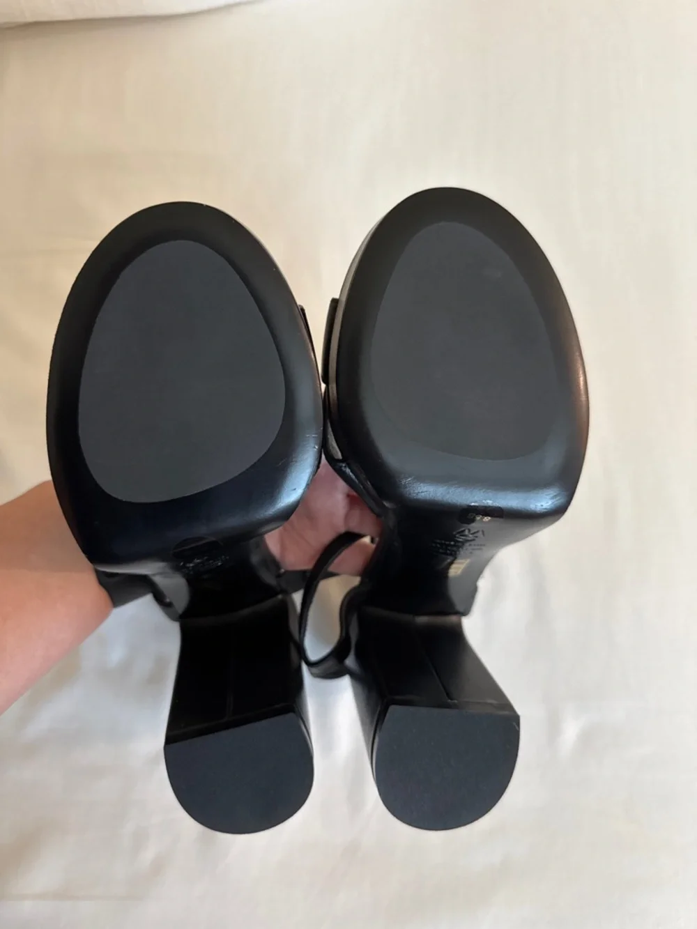 Stuart Weitzman Dayna Black Leather Platform Sandals size size 8.5 - Picture 5 of 13